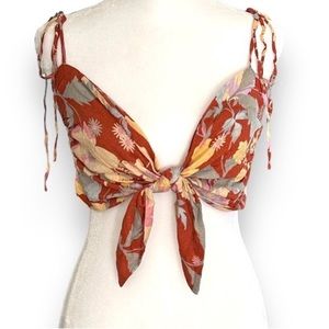 Free People Floral Tied Cropped Top Size XS NWOT